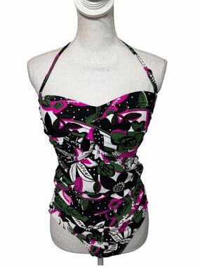 Anne Cole Pink Floral One Piece Swimsuit Size 14
